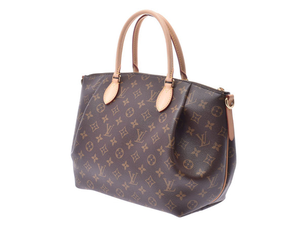 Louis Vuitton Monogram Tullen MM Brown M48814 Women's Genuine Leather 2WAY Handbag A Rank Beauty LOUIS VUITTON Strap With Used Ginzo