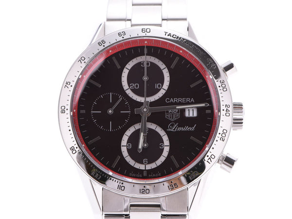 TAG HEUER Tag Heuer Carrera tachymeteric Chrono Japanese limited edition 600 genuine tachymeteric CV201D. BA0786 men'S SS watch automatic Black Dial A Rank used silver stock