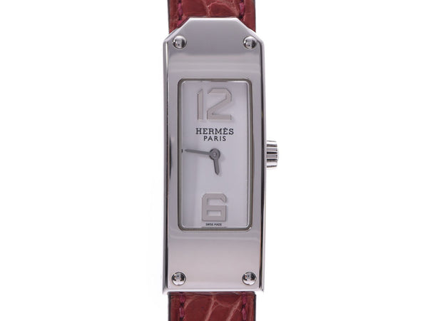 2 HERMES Hermes Kelly KT1.210 Lady's SS/ leather watch quartz white clockface AB ranks used silver storehouse