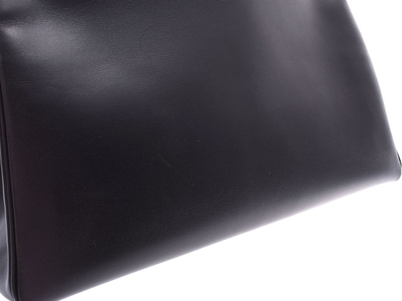 エルメス ケリー32 内縫い 黒 SV金具 □F刻印 レディース BOXカーフ 2WAYハンドバッグ ABランク HERMES ストラップ付 中古 銀蔵