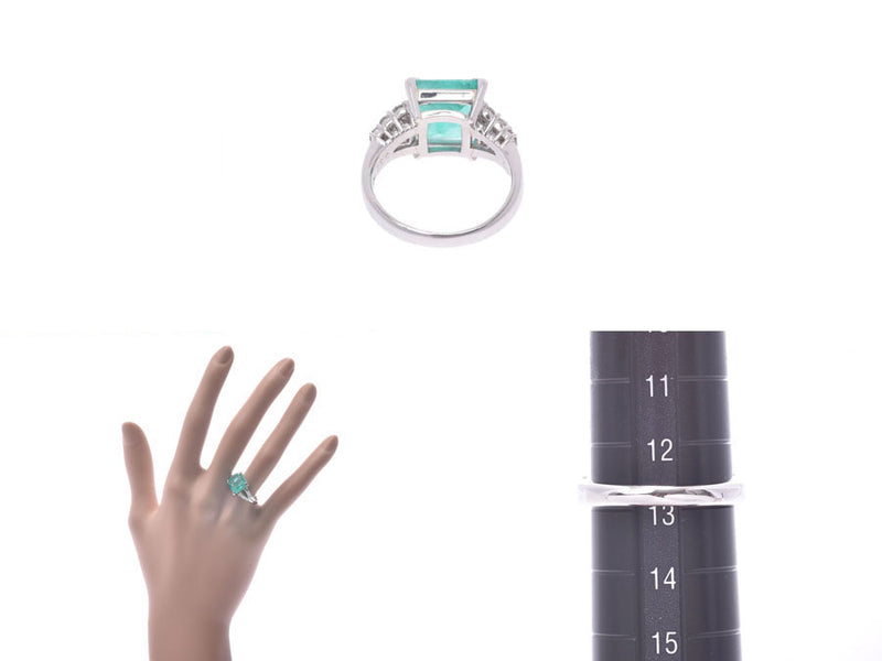 戒指7.5g＃13女士祖母绿3.36ct钻石0.42ct PT900戒指A等级好条件二手Ginzo