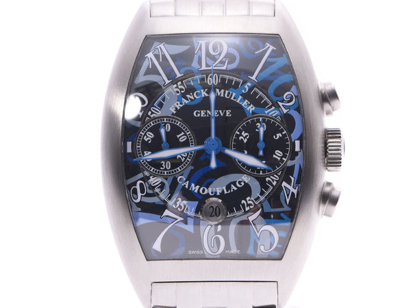 FRANCK MULLER Casablanca camouflage chronograph 8883CCCDTBR mens SS watch automatic curly blue camouflage Dial A Rank used silver stock
