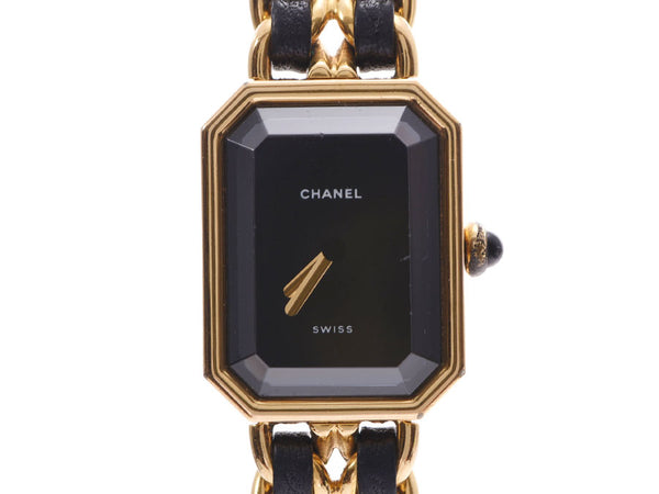 CHANEL シャネルプルミエールサイズ M Lady's GP/ leather watch quartz lindera board B rank used silver storehouse
