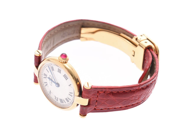 Cartier Mast Vendome 150th Anniversary Silver Dial W1010395 Women's SV/Leather Quartz Watch AB Rank CARTIER Used Ginzo