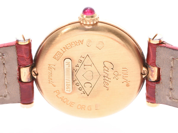 Cartier Mast Vendome 150th Anniversary Silver Dial W1010395 Women's SV/Leather Quartz Watch AB Rank CARTIER Used Ginzo