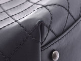 Chanel wild stitch 2WAY tote bag black vintage metal fittings ladies calf A rank beautiful item CHANEL used silver warehouse