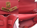Hermes Kelly 28 Outer sewing Rouge Biff G metal fittings □D engraved Ladies Kushbel 2WAY handbag A rank Good Condition HERMES Used Ginzo