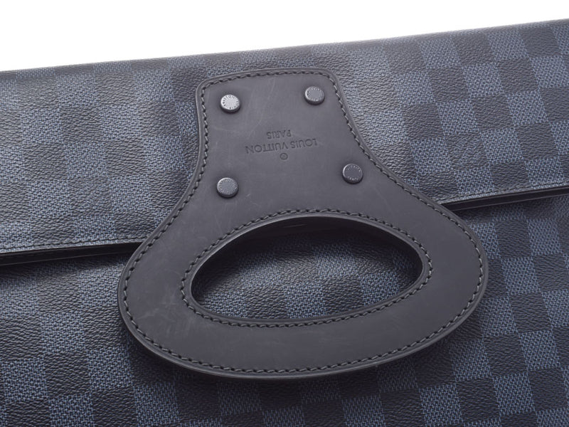Louis Vuitton cobalt portfolio dark blue N51101 men real leather clutch bag documents case A rank beauty product LOUIS VUITTON used silver storehouse
