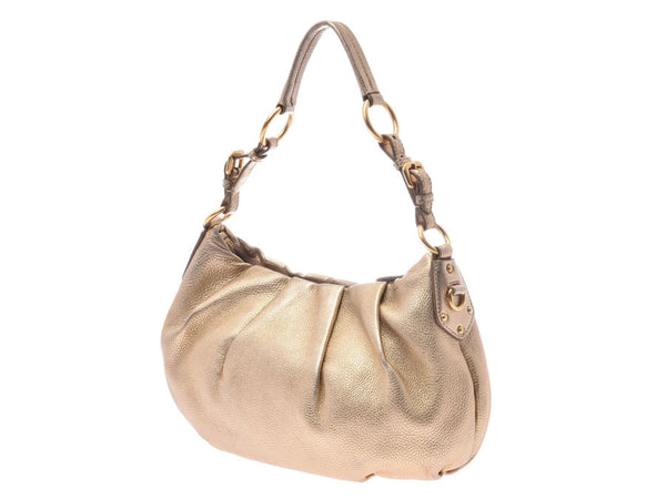 Prada Shoulder Bag Gold Women's Calf B Rank PRADA Used Ginzo