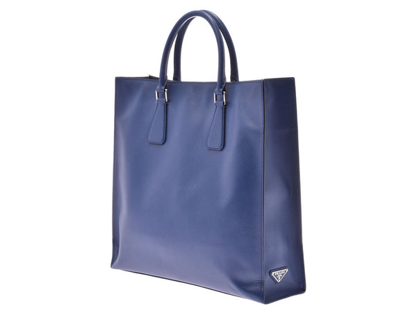 Prada 2WAY Tote Bag Blue Men's Women's Saffiano B Rank PRADA Used Ginzo