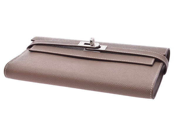 Hermes Kelly Wallet Etup Palladium Metal Fitting C Engraved Men's Ladies Vow Epson Long Wallet New HERMES Box Ginzo