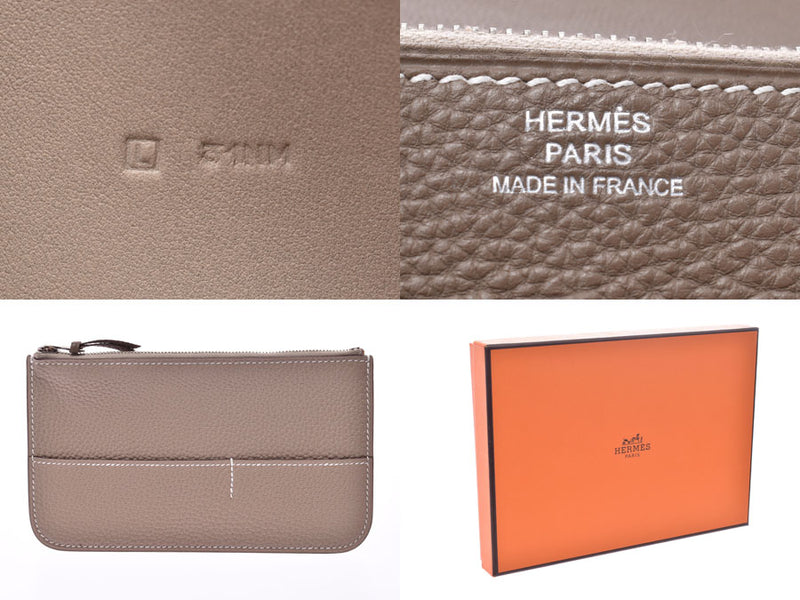 HERMES Hermes Dogon GM Etoup Tortière silver metal fittings □L engraved (around 2008) engraved Unisex Togo long wallet used