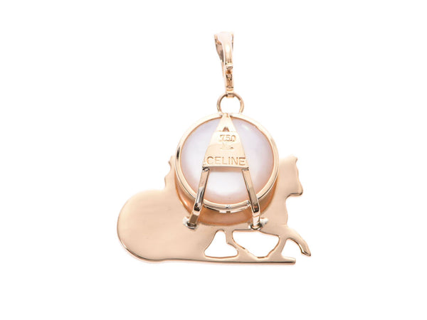 Celine Pendant Top Horse Carriage Lady's K18 Mabe Pearl 11.0g A Rank Good Condition CELINE Used Ginzo