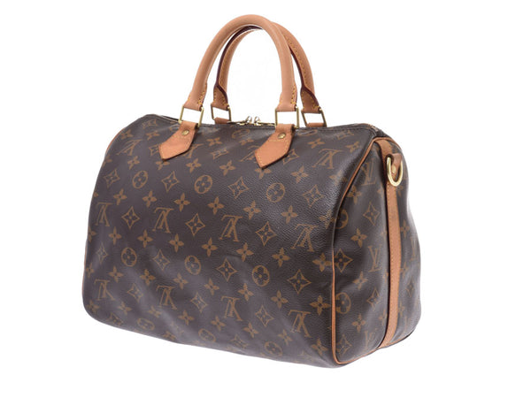 Louis Vuitton Monogram Speedy 30 Bandriere Brown M40391 Women's Genuine Leather 2WAY Handbag B Rank LOUIS VUITTON Strap With Used Ginzo