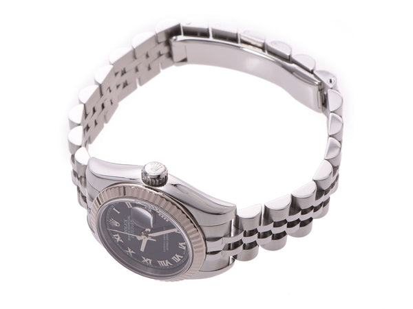 Rolex Datejust Black Roman Dial 179174 D Number Ladies WG/SS Automatic Watch A Rank ROLEX Box Gala Used Ginzo