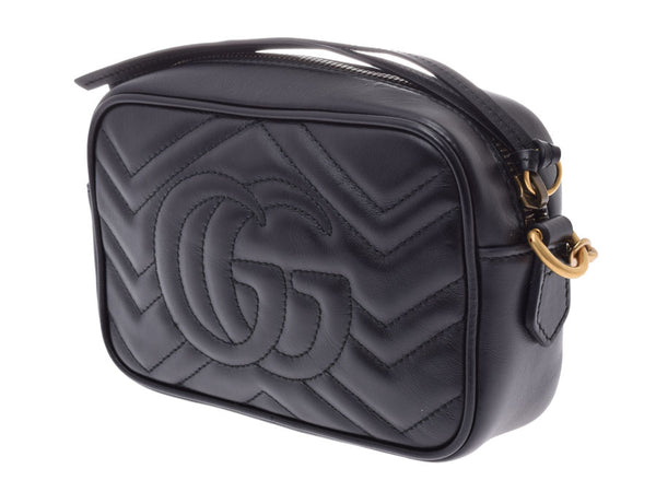 Gucci GG Marmont Mini Shoulder Bag Black Women's Leather A Rank Beauty GUCCI Used Ginzo