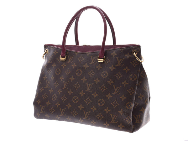 Louis Vuitton Monogram Paras Purple Women's Genuine Leather 2WAY Handbag AB Rank LOUIS VUITTON Strap Used Ginzo