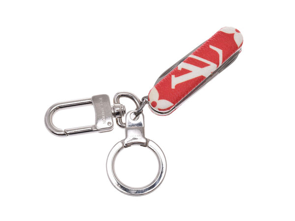 路易威登 Supreme 协作口袋刀钥匙环红色/白色 SV 配件 男士女士 A 级 LOUIS VUITTON 二手银藏