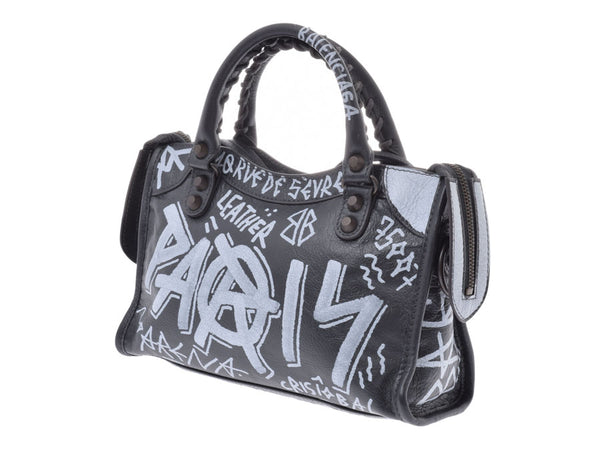 Valenciaga graffiti, black Ladies Curf, 2WAY handbag, new beauty, BALENCIAGA, used in the silver