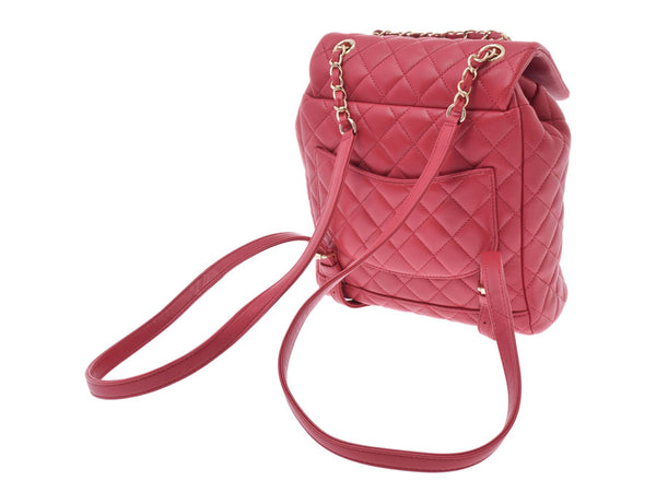 Chanel mattress Backpack Red Womens lambskin backpack a