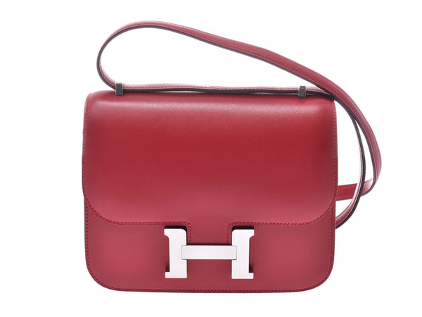 HERMES Hermes Constance mini-3 rouge Biff silver metal fittings X carved seal (about 2016) carved seal レディースタデラクト 2WAY bag    Used