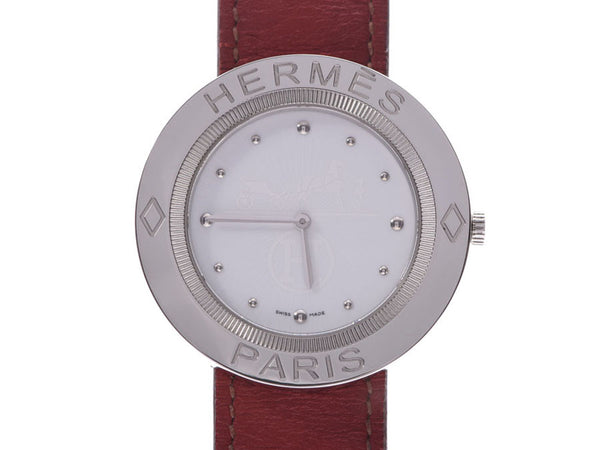 HERMES Hermes Pass Pass PP1.610 Boys SS/Leather Watch Quartz White Dial A Rank Used Ginzo