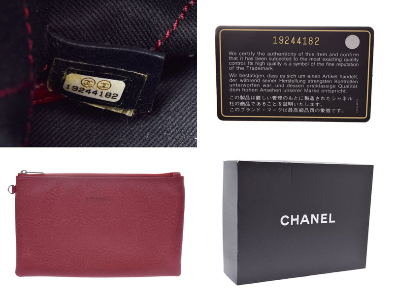 CHANEL CHANEL Matrackse on the Road Bordeaux/Black Ladies Caviar Skin Tote Bag A Rank Used Ginzo