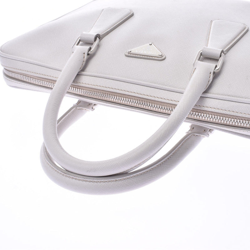 PRADA Prada Briefcase White 2VE368 Men's Saffiano Business Bag B Rank Used Ginzo