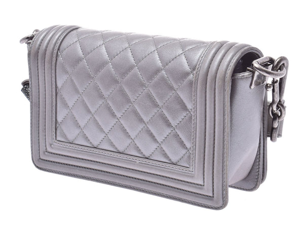 Chanel Boy Chanel Mini Shoulder Bag Silver SV Hardware Ladies Lambskin B Rank CHANEL Used Ginzo
