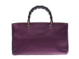 Gucci Bamboo Shopper Metallic Purple 323660 Ladies Calf/Bamboo 2WAY Handbag B Rank GUCCI With Strap Used Ginzo