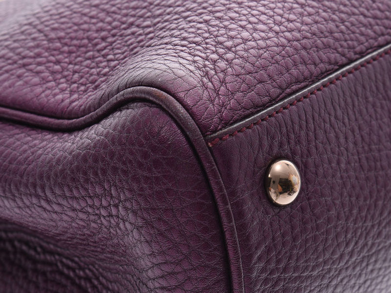Gucci Bamboo Shopper Metallic Purple 323660 Ladies Calf/Bamboo 2WAY Handbag B Rank GUCCI With Strap Used Ginzo