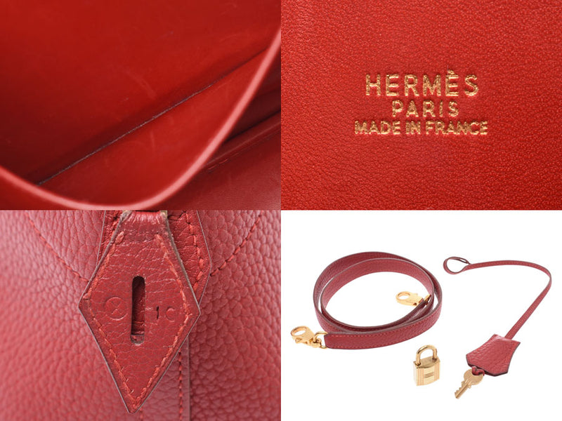 HERMES Hermesbord 37 Rougevev金金币○X印花(大约1994年)使用女士峡湾2WAY袋