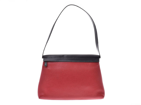 Hermes Yaw Bag Rouge Biff /Black F Engraved Women's Trion Clemence One Shoulder Bag B Rank HERMES Replacement Bag Used Ginzo