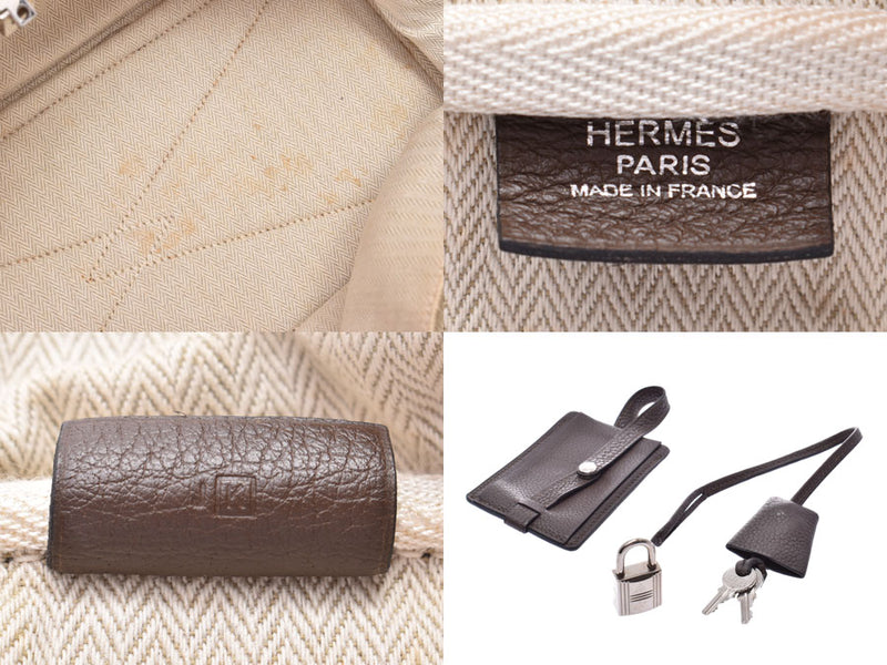HERMES Hermes Victoria 36 Chocolate Silver Hardware □K Engraved (around 2007) Engraved Unisex Taurillon Clemence Handbag Used