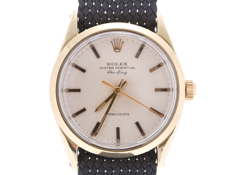 ROLEX ロレックス エアキング 5520 メンズ GP/SS/ナイロン(ベルト：モレラート製)  腕時計 自動巻き シルバー文字盤 ABランク 中古 銀蔵