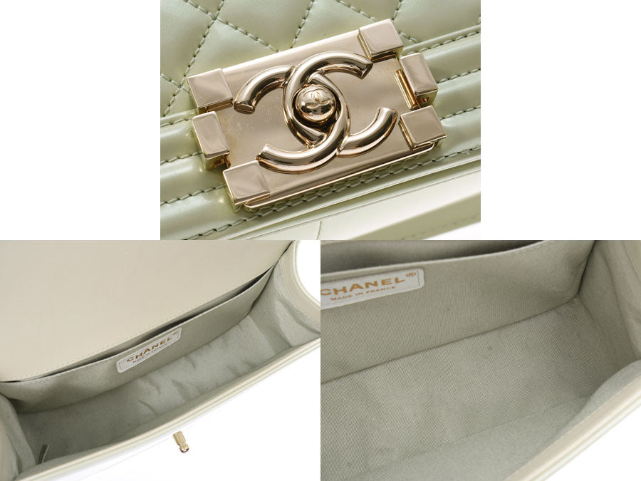 シャネル ボーイシャネル チェーンショルダーバッグ グリーン G金具 