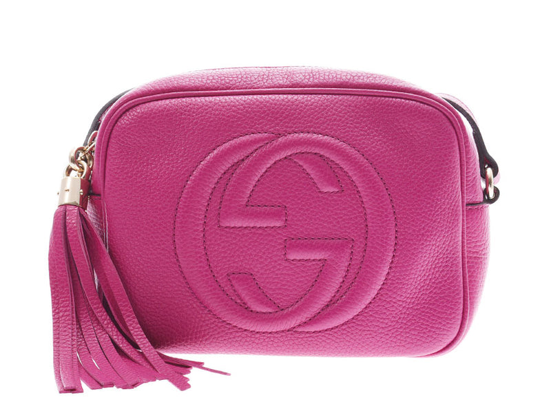 GUCCI Gucci Small disco bag pink system 308364 lady's leather shoulder bag A rank used silver storehouse