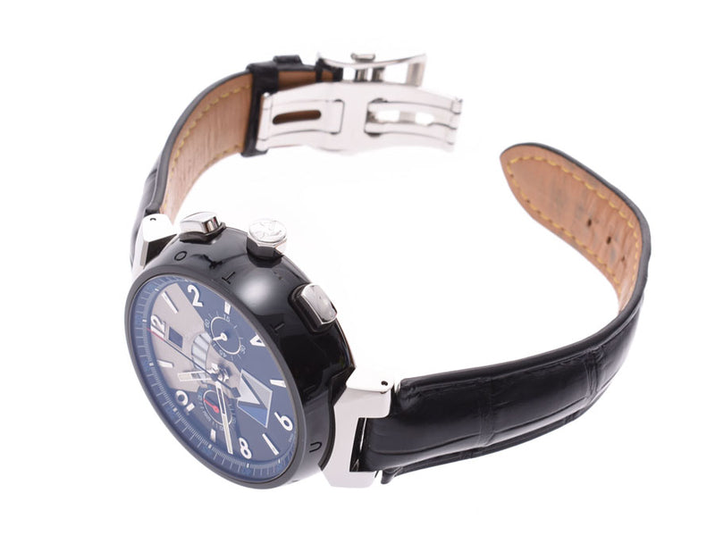 Louis Vuitton tambour regatta Kurono LV cup Q102G men SS/ leather self-winding watch clock A rank beauty product LOUIS VUITTON used silver storehouse