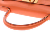 爱马仕爱马仕凯利MU32手袋橙色X黄金金属金属刻(大约1997年)女士voguriver2way袋使用