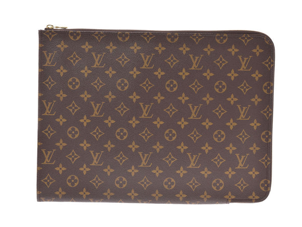 LOUIS VUITTON ルイヴィトンモノグラムポッシュドキュマン documents case brown M53456 men monogram canvas clutch bag A rank used silver storehouse