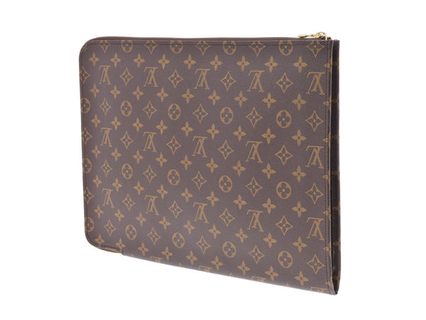 LOUIS VUITTON ルイヴィトンモノグラムポッシュドキュマン documents case brown M53456 men monogram canvas clutch bag A rank used silver storehouse
