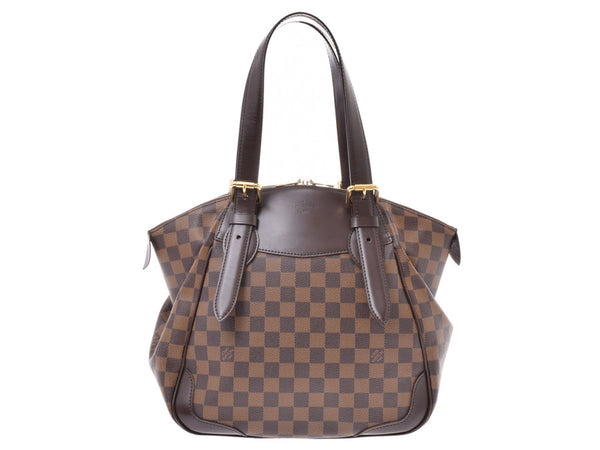 LOUIS VUITTON Louis Vuitton Damier Verona MM Brown N41118 Ladies Damier Canvas Leather Handbag AB Rank Used Ginzo