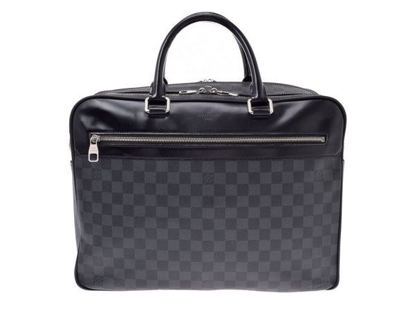 Louis Vuitton graphic overnight black N41004 men's genuine leather business bag B rank LOUIS VUITTON used silver storage