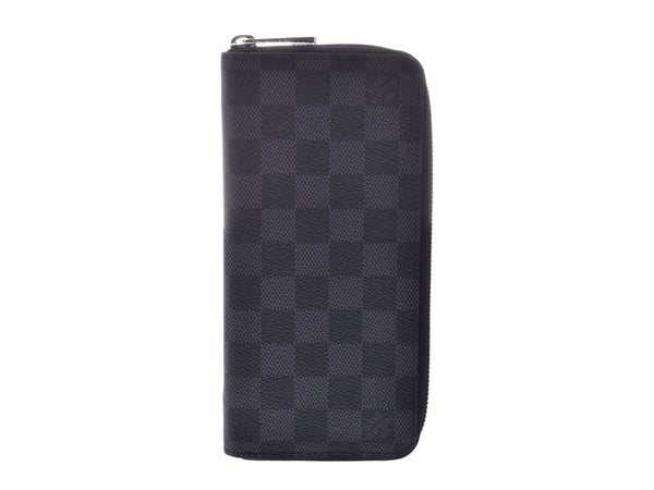 Louis Vuitton Grfitt Gippy Wallet Vertical Black N63095 Men's Genuine Leather Long Wallet Shin-Do Beauty LOUIS VUITTON Used Ginzo