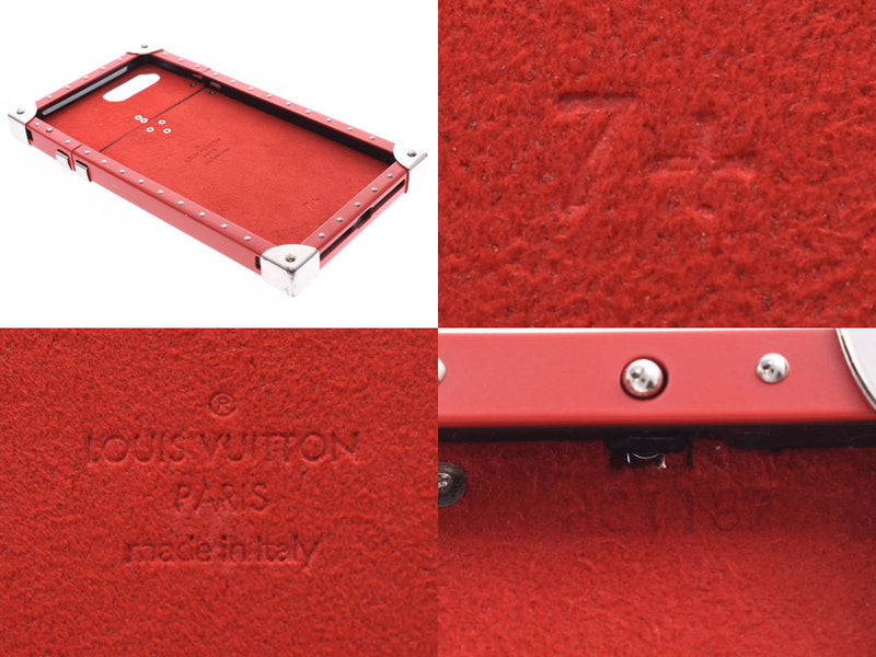 LOUIS VUITTON Louis Vuitton Eye Trunk iPhone7+ Supreme Collaboration iPhone Case Red M67758 Unisex Leather Cellphone/Smartphone Accessory AB Rank Used Ginzo