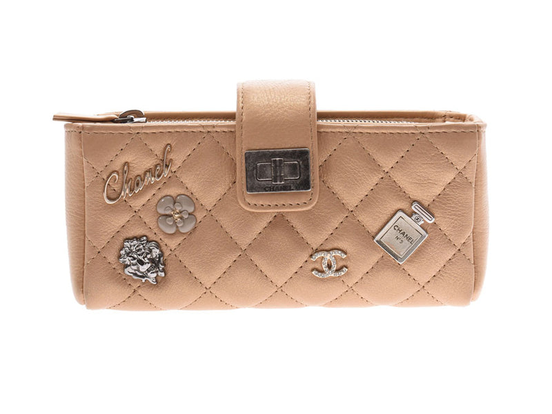 Chanel 2.55 Mini Chain Shoulder Bag Beige Ladies Calf AB Rank CHANEL Gala Used Ginzo