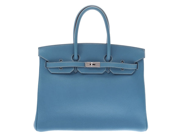 Hermes Birkin 35 Blue Gene Palladium Metal Fittings □K Engraved Ladies Togo Handbag AB Rank HERMES Used Ginzo