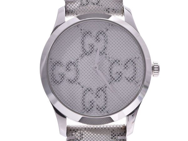 Gucci G Timeless Hologram Dial 126.4 YA12604058男士SS /皮革石英手表AB Rank GUCCI Gala二手Ginzo