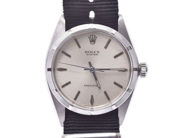 Rolex Prescription Silver Dial 6427 Men's SS/Nylon Manual Winding Watch AB Rank ROLEX Gala Used Ginzo
