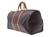 Louis Vuitton Monogram Keepall 55 Brown M41424 Men's Women's Genuine Leather Boston Bag B Rank LOUIS VUITTON Used Ginzo